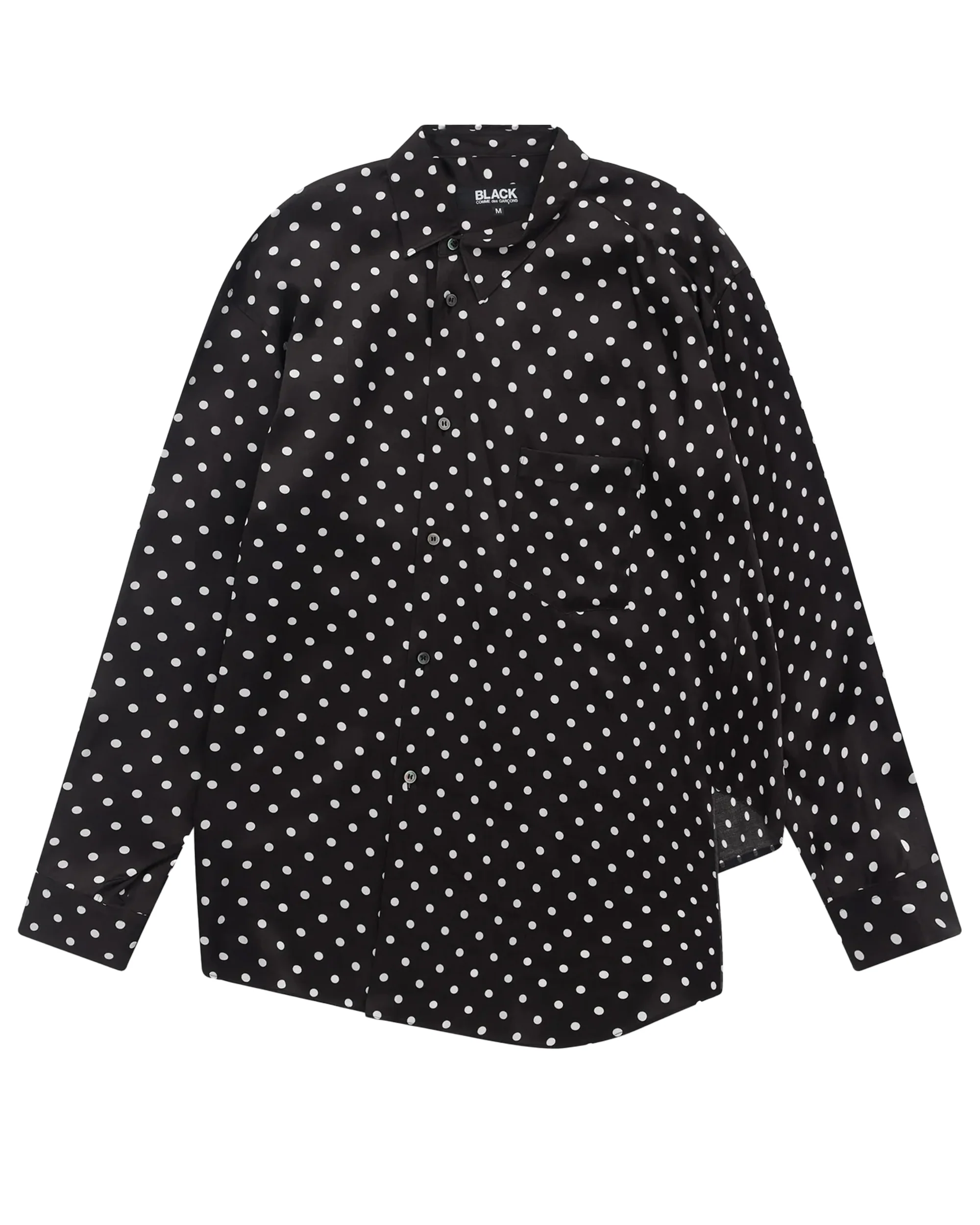 Black CDG Asymmetrisches gepunktetes Hemd