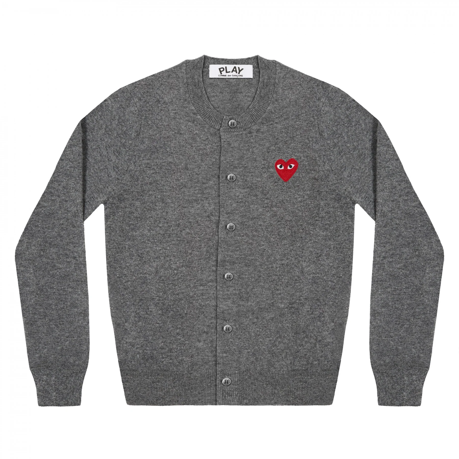 Play Comme des Garçons Cardigan - Grey / Red Heart Emblem