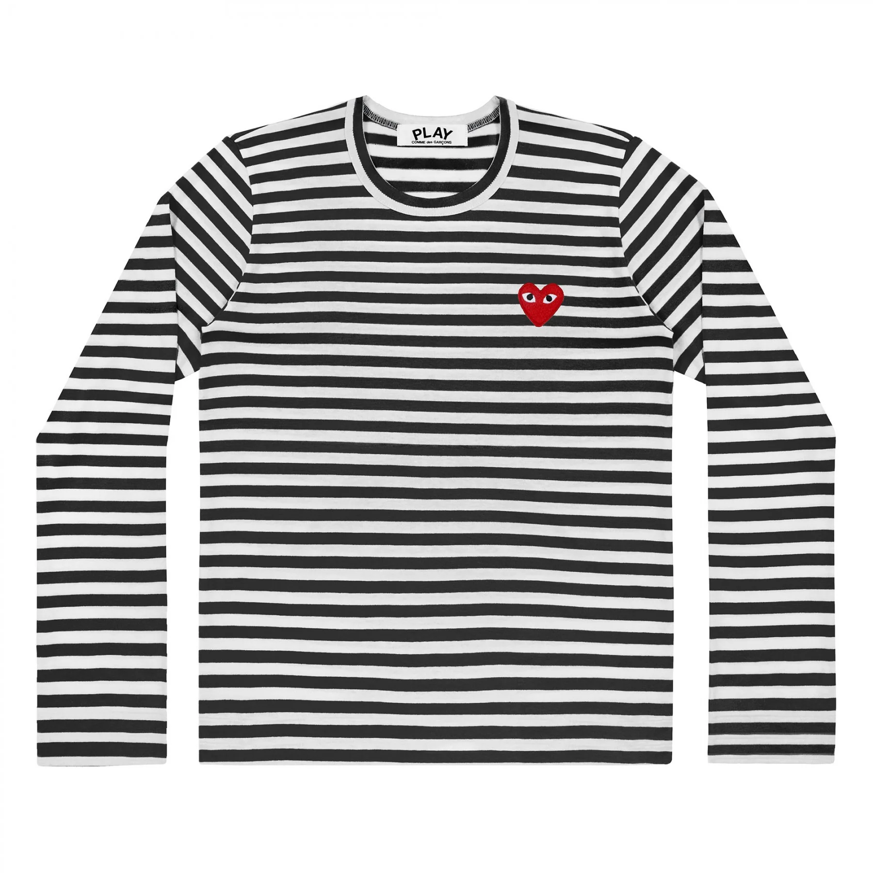Play Comme des Garçons gestreiftes Langarm T-Shirt mit rotem Herz